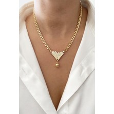 Liveyn Design Üçgen Uçlu Gold Zincir Kolye