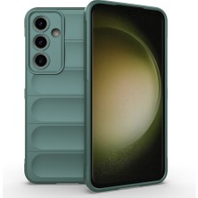 Zore Galaxy S25 Fe Kılıf Esnek Tpu Oyuklu Arka Yüzey Tasarımlı Etnik Silikon Kapak - Koyu Yeşil