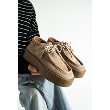 Bufu Clark Vizon Süet Krep Kaymaz Taban Bağcıklı Kadın Ayakkabı