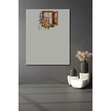 Teona Ahşap Bahar Penceresi Sulu Boya Görünümlü Ahşap Dekoratif Tablo Dikdörtgen Tablo