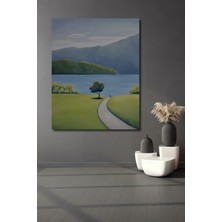 Teona Ahşap Yeşil Vadi Yağlı Boya Görünümlü Ahşap Dekoratif Tablo Dikdörtgen Tablo