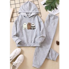 Punix Kids Punıx Kıds Özel Seri %100 Pamuk Üç Mutlu Kafadar Baskılı Kapüşonlu Erkek Çocuk Kışlık Eşofman Takımı