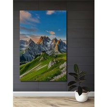 Teona Ahşap Alp Dağları Manzarası Sulu Boya Görünümlü Modern Sanat Ahşap Dekoratif Tablo Dikdörtgen Tablo