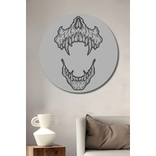 Teona Ahşap Kara Kalem Görünümlü Ahşap Dekoratif Tablo Kurt Dişleri Sanat Eseri Yuvarlak Tablo