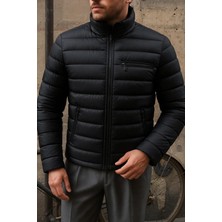 Comstar Erkek Kışlık Slim Fit Günlük Siyah Şişme Mont
