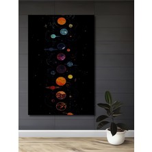 Teona Ahşap Gızemlı Gezegenler Dairesi Sulu Boya Görünümlü Dekoratif Ahşap Tablo Dikdörtgen Tablo