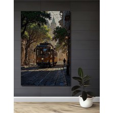 Teona Ahşap Büyüleyici Şehir Tramvayı Yağlı Boya Görünümlü Ahşap Dekoratif Tablo Dikdörtgen Tablo