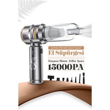 Üflemeli Çok Güçlü Vakumlu Ev Ofis Şarjlı Araç Süpürgesi 15000PA Çantalı