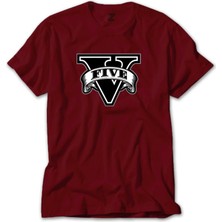 Liyada Gta Five Black Logo Kırmızı Tişört Liyada