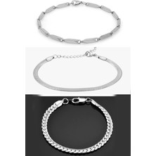 3 Adet Paslanmaz Çelik Bileklik Set Eşe Arkadaşa Sevgiliye Hediye SCB79