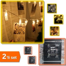 Hereveoyuncak Işıklı Mandallı Fotoğraf Albümü + Klaket Tasarımlı Ipli Fotoğraf Çerçevesi - 2li Set ABC123