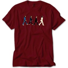Liyada The Beatles Abbey Road Cartoon Kırmızı Tişört Liyada