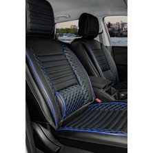 Castor Otomotiv Audi Q7  Uyumlu Yarı Deri Oto Koltuk Kılıfı Tam Set Vena Siyah-Mavi