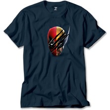 Liyada Deadpool Wolverine Siluet Lacivert Tişört Liyada