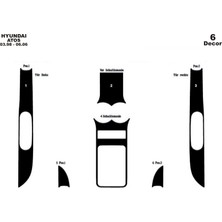 Mars Cockpit Design Hyundai Atos Konsol-Torpido Kaplama 1998-2006 6 Parça Piano Black