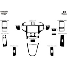 Mars Cockpit Design Hyundai Matrix Konsol-Torpido Kaplama 2006 13 Parça Piano Black