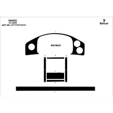 Mars Cockpit Design Isuzu Roybus C Konsol-Torpido Kaplama 2007 7 Parça Piano Black