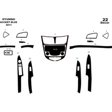 Mars Cockpit Design Hyundai Accent Blue Konsol-Torpido Kaplama 201 22PARÇA Piano Black