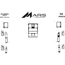 Mars Cockpit Design Hyundai Getz Konsol-Torpido Kaplama 2006-2010 16 Parça Piano Black