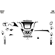 Mars Cockpit Design Iveco Daily Konsol-Torpido Kaplama 2014 38 Parça Piano Black