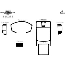 Mars Cockpit Design Isuzu D Max Çift Kabin 4x4 Konsol-Torpido Kaplama 2005-2006 6 P Piano Black