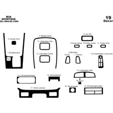 Mars Cockpit Design Kia Sportage Konsol-Torpido Kaplama 1994-1999 19 Parça Piano Black