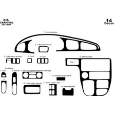 Mars Cockpit Design Kia Carnival Konsol-Torpido Kaplama 1999 14 Parça Piano Black