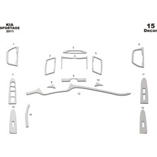 Mars Cockpit Design Kia Sportage Konsol-Torpido Kaplama 2011 15 Parça Alüminyum