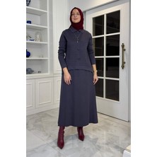 Rabia Şamlı Kumsal Triko Takım Antrasit