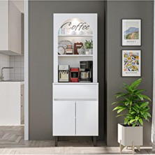 Roomart 60 cm Ledli Kahve Köşesi, Çok Amaçlı Dolap,2 Kapaklı 1 Çekmeceli Kiler Dolabı,mutfak Dolabı