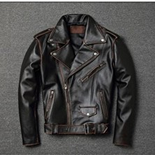 Nyc Giyim Tekstil Eskitme Biker Mont Hakiki Deri