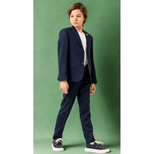Atlas Kids Keten Jogger Erkek Çocuk Takım Elbise – Ceketli Pantolonlu Tişörtlü Yaka Broşlu 4’lü Set