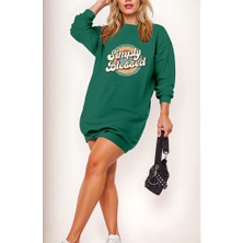 Passense Kadın Uzun Kollu Bisiklet Yaka Yazılı Viskon Iki Iplik Elbise