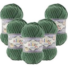 Alize ( 5 Adet ) Velluto Kadife El Örgü Ipi 5'li Paket (5X100 Gr) 532 Çam Yeşili 100 gr 68 Metre