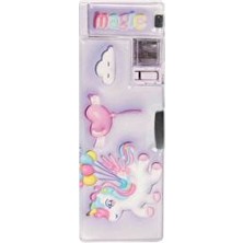 Ceren Kırtasiye Bear & Deer Unicorn Desenli Kalemtıraşlı Kalem Kutusu BD-KCS233 - Mor