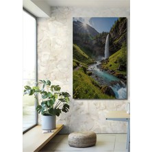 Teona Ahşap Muhteşem Şelale Manzarası Yağlı Boya Görünümlü Ahşap Tablo Dikdörtgen Tablo