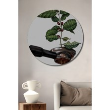 Teona Ahşap Kahve Ağacı Sulu Boya Görünümlü Ahşap Dekoratif Tablo Yuvarlak Tablo