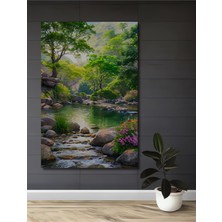 Teona Ahşap Yeşil Vadi Yağlı Boya Görünümlü Ahşap Dekoratif Tablo Dikdörtgen Tablo