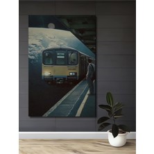 Teona Ahşap Uzayın Gızemlı Tren Yolculuğu Yağlı Boya Görünümlü Ahşap Dekoratif Tablo Dikdörtgen Tablo
