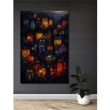 Teona Ahşap Masalsı Kır Evi Manzarası Yağlı Boya Görünümlü Ahşap Dekoratif Tablo Dikdörtgen Tablo