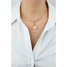 Liveyn Design Inci Detay Gold Zincir Kadın Kolye