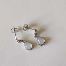 Generic 925 Ayar Gümüş Beyaz Mineli Damla Model  Genç/yetişkin Kadın Küpe -Şık Tasarım