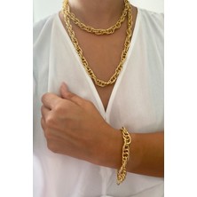 Liveyn Design Işlemeli Zincir Kolye Bileklik Set
