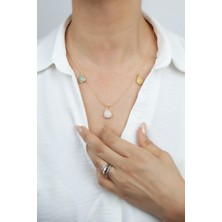 Liveyn Design Pirinç Zincir Renkli Uçlu Kolye