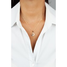 Liveyn Design Zirkon Taşlı Hilal Figür Ince Zincir Kolye