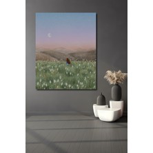 Teona Ahşap Gökyüzü ve Çiçekler Arasında Kaybolan Kız Sulu Boya Görünümlü Dekoratif Ahşap Tablo Dikdörtgen Tablo