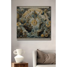 Teona Ahşap Ahşap Dekoratif Tablo Gızemlı Dünya Haritası Yağlı Boya Görünümlü Sanat Eseri Dikdörtgen Tablo