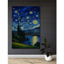 Teona Ahşap Van Gogh Yıldızlı Gece Yağlı Boya Görünümlü Ahşap Dekoratif Tablo Dikdörtgen Tablo