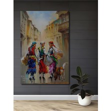 Teona Ahşap Anadolu Kadınları Yağlı Boya Görünümlü Ahşap Dekoratif Tablo Dikdörtgen Tablo