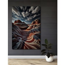 Teona Ahşap Ahşap Dekoratif Tablo Arizona Dalgaları Yağlı Boya Görünümlü Modern Sanat Dikdörtgen Tablo